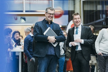 Keynote Speaker Prof. Gunnar Spellmeyer mit Hochschulpräsident Prof. Dr. Josef von Helden