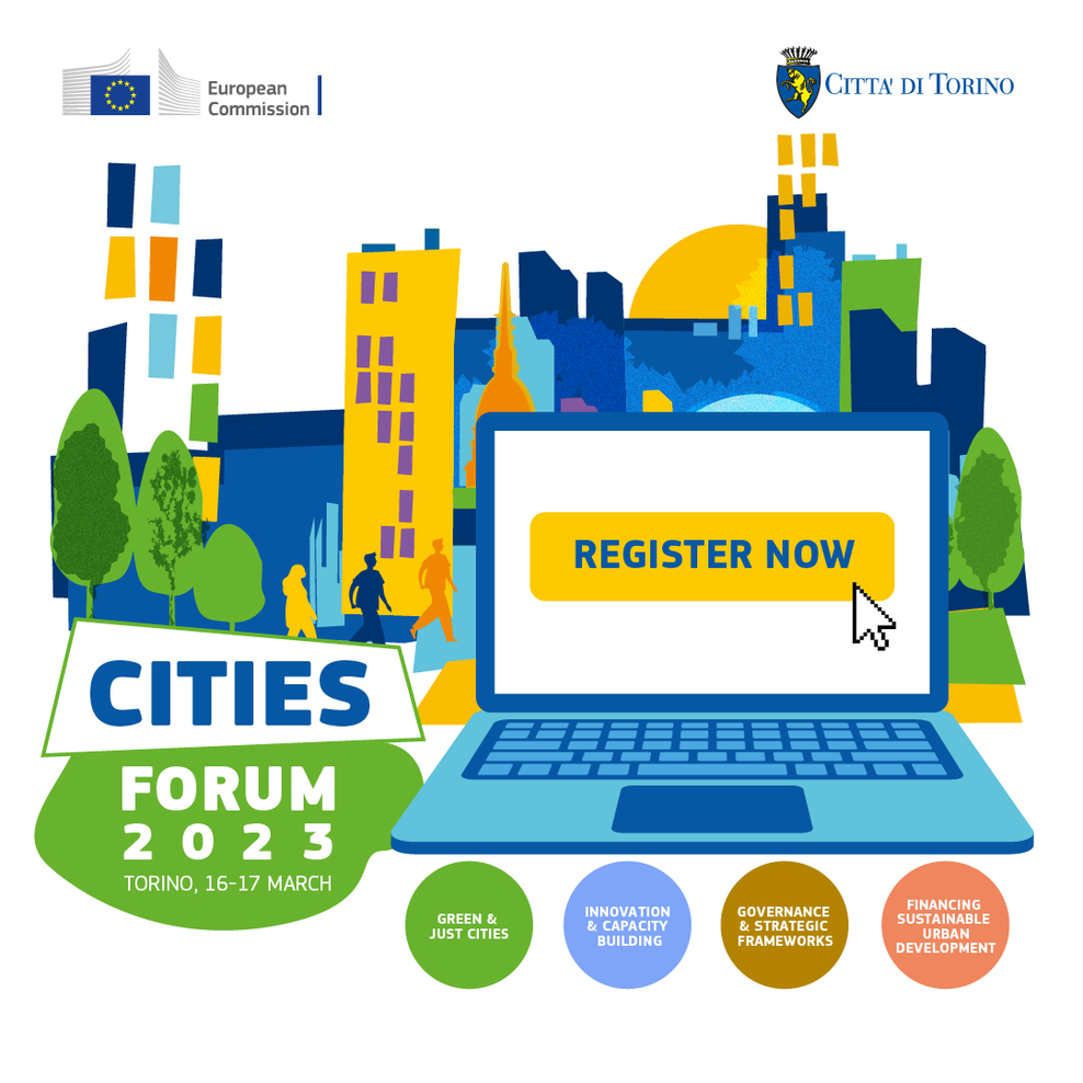 Grafik zum Cities Forum 2023 mit dem Aufruf 